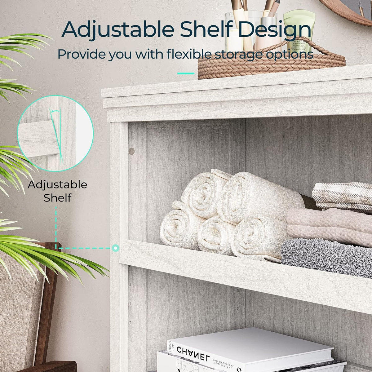 LINSY HOME 3-Tier Bookcase and Bookshelf, Small Wood Display Storage Shelves Farmhouse Bookshelf for Home Office, Living Room, Bed Room - White Oak