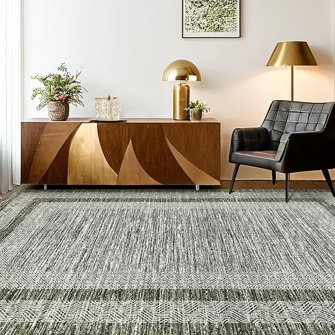 GarveeHome Modern Geometric Area Rug 5x7 Distressed Bordered Rug Washable Non