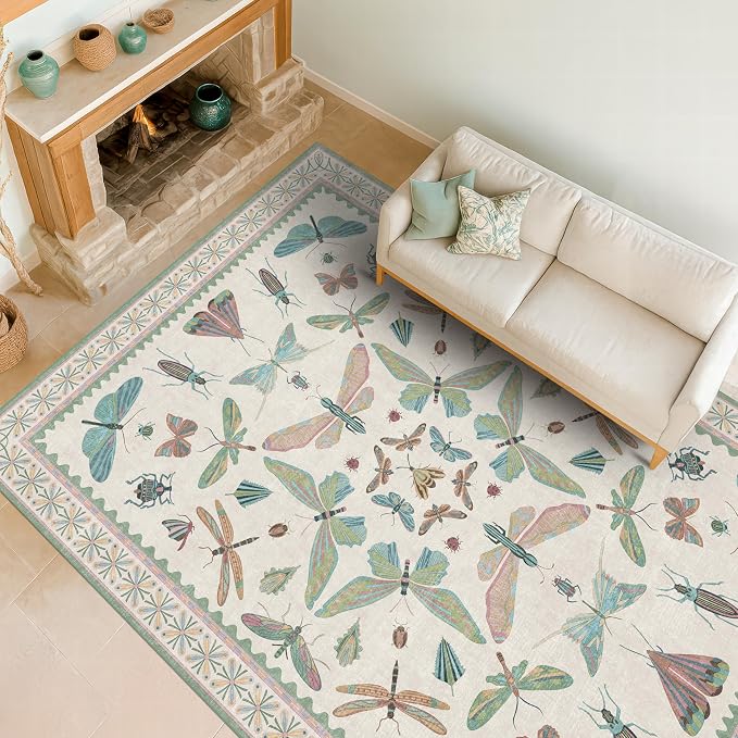 5x7 Pink and Green Nursery Rug