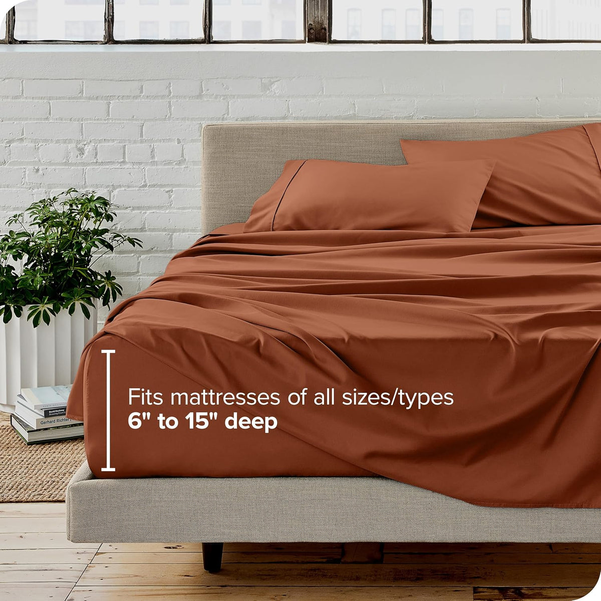 Bare Home Twin XL Sheet Set - 1800 Ultra-Soft Microfiber Twin Extra Long Sheets - Double Brushed - Deep Pockets - Easy Fit - Extra Soft - 3 Piece Set - Bed Sheets & Pillowcases (Twin XL, Terracotta)
