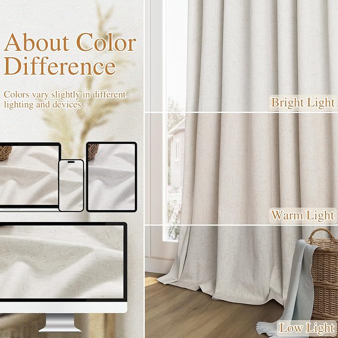 Guken Boho 100 Inches Long 100% Blackout Curtains Room Darkening Large Window