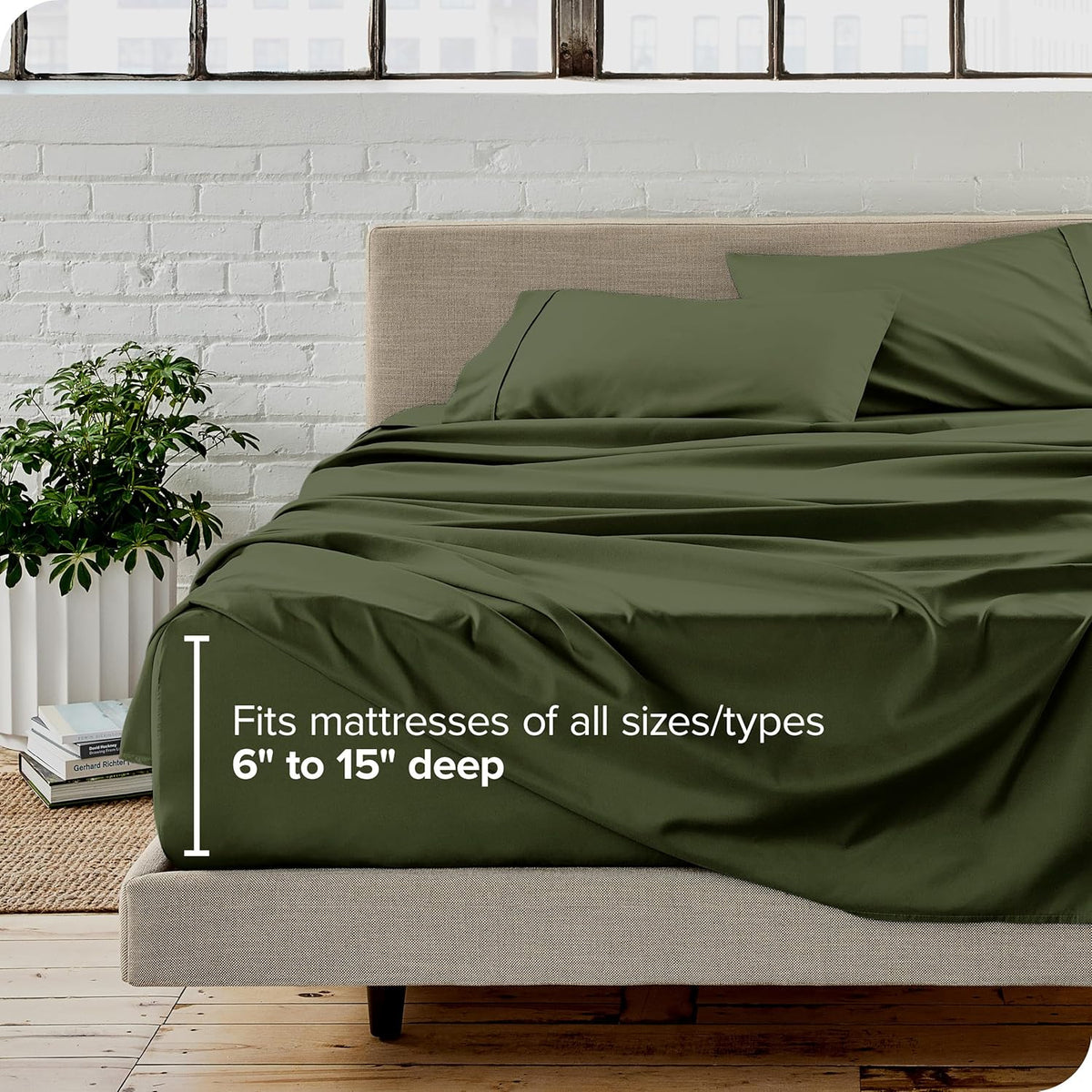 Bare Home Split Head Flex King Sheet Set - 1800 Ultra-Soft Microfiber Bed Sheets - Double Brushed - Deep Pockets - Easy Fit - 4 Piece Set - FlexTop King Bedding (Split Head Flex King, Cypress)