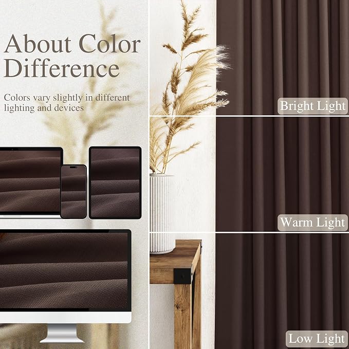 Nanspring Coffee Linen Boho Curtains