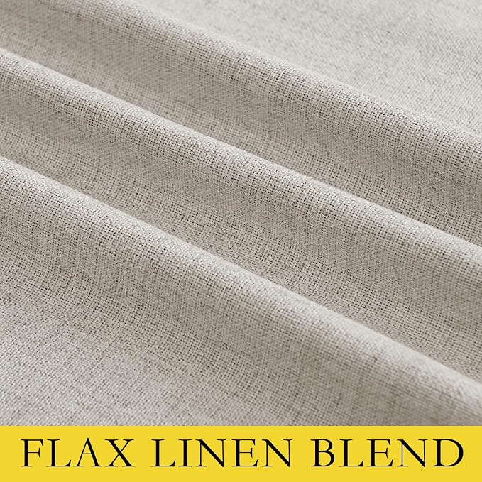 NICETOWN Brich Vintage Open Linen Weave Flax Thermal Curtains, 100% Blackout