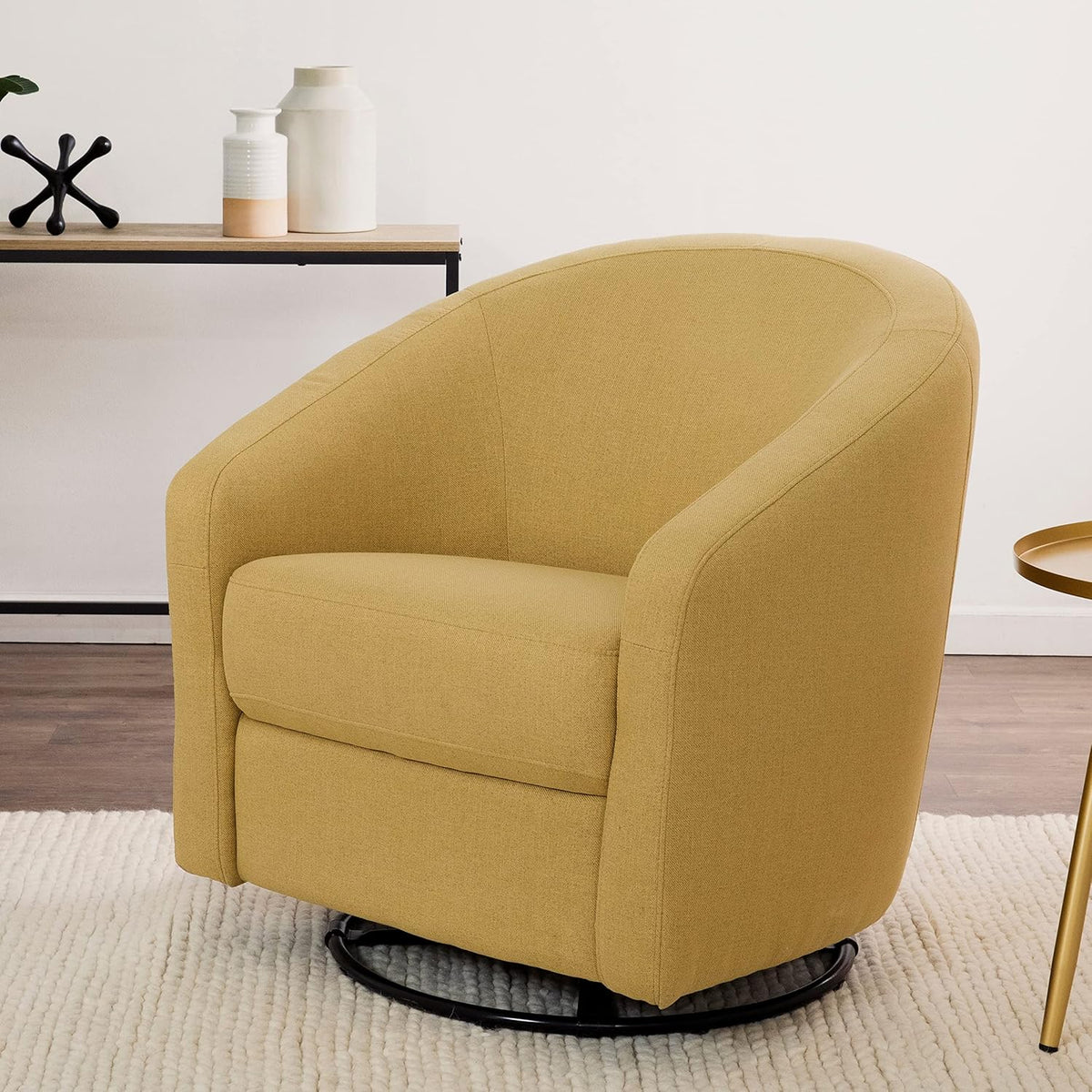 babyletto Madison Swivel Glider in Performance Dijon Eco-Twill, Water Repellent & Stain Resistant, Greenguard Gold and CertiPUR-US Certified