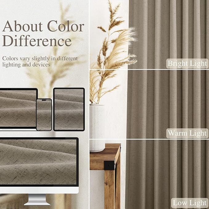 Mocha Linen Curtains 84 Inches Long