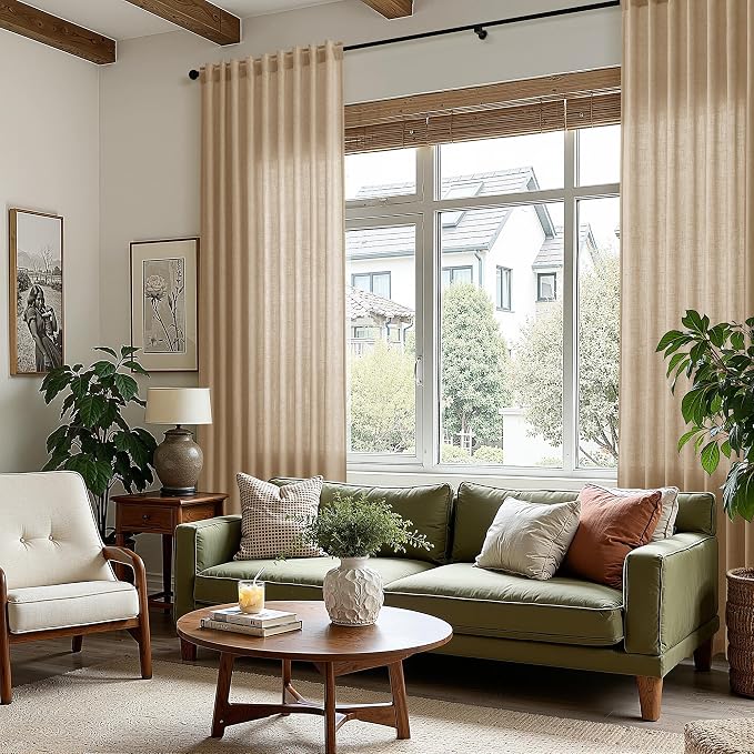 Nanspring Sand Beige Curtains 63 Inch Length