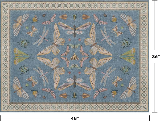 Hazo Haus Washable Blue Rugs for Bedroom Bedside