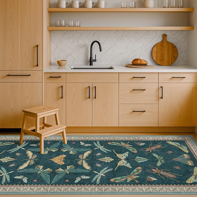 Hazo Haus Brown and Green Kitchen Sink Runner Rug 2x5