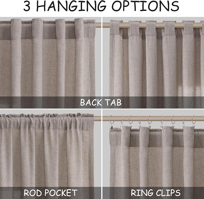 Brownish Grey Linen Curtains 63 Inches Long