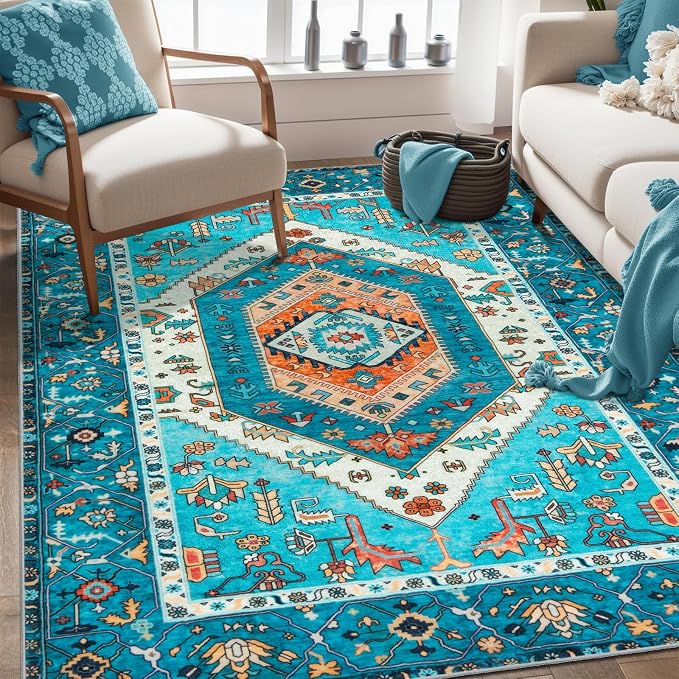 SERISSA Area Rug 3x5 Boho Blue Rugs
