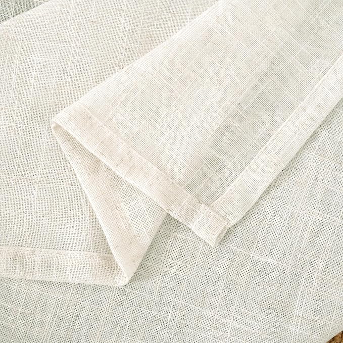 LAMIT Kitchen Semi Sheer Linen Curtains 24 Inch Long, Light Filtering Panels