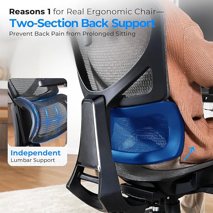 Ergonomic Office Chair - Big & Tall 6'6" Mesh Chair with Dynamic Lumbar Support, 4-in-1 Quick Adjust, 350lbs Capacity - BIFMA Certified Computer Chair for Home Office