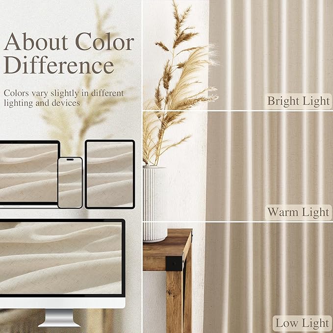 Birch Beige Linen 112 Inch Curtains