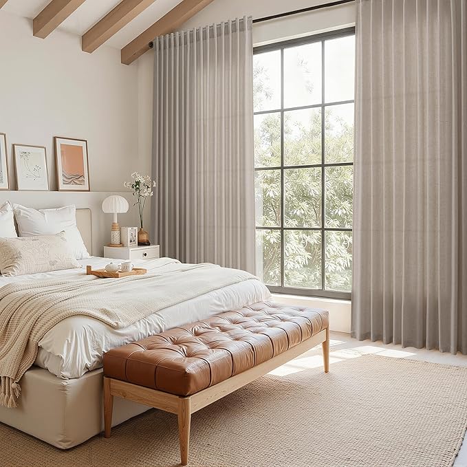 Nanspring Ecru Curtains 63 Inch Length