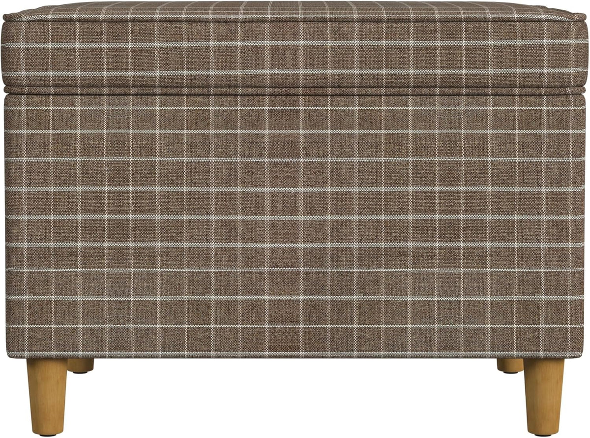 Home Decor | Dinah Collection Modern Storage Ottoman | Ottoman with Storage for Living Room & Bedroom(Brown Windowpane Fabric)