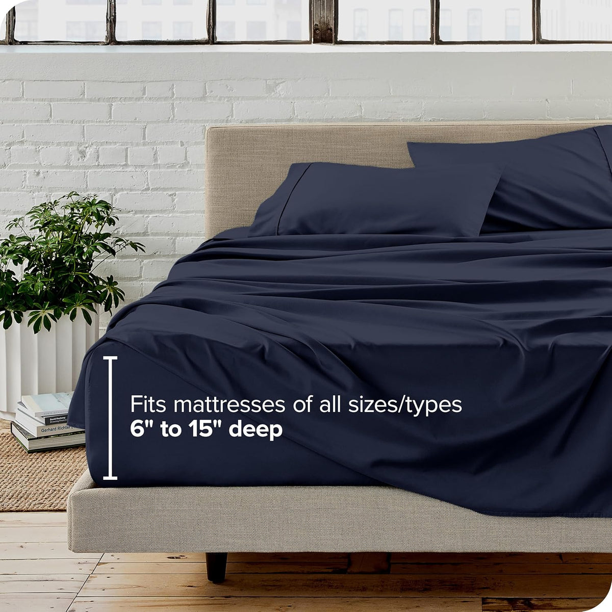 Bare Home Full XL Sheet Set - Luxury 1800 Ultra-Soft Microfiber Full Extra Long Bed Sheets - Double Brushed - Deep Pockets - Easy Fit - 4 Piece Set - Bed Sheets & Pillowcases (Full XL, Midnight Blue)