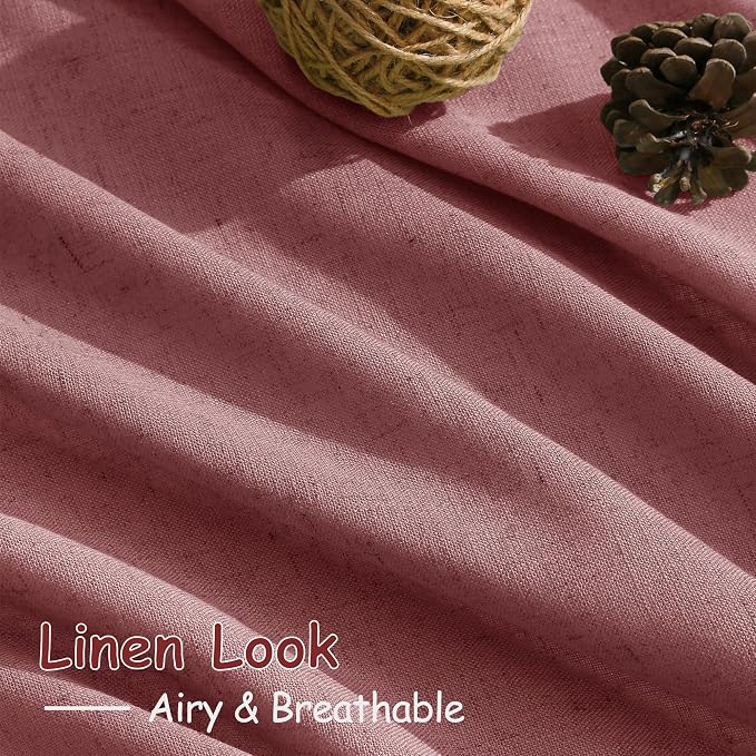 Extra Long Canyon Rose Linen Curtains 120 Inch
