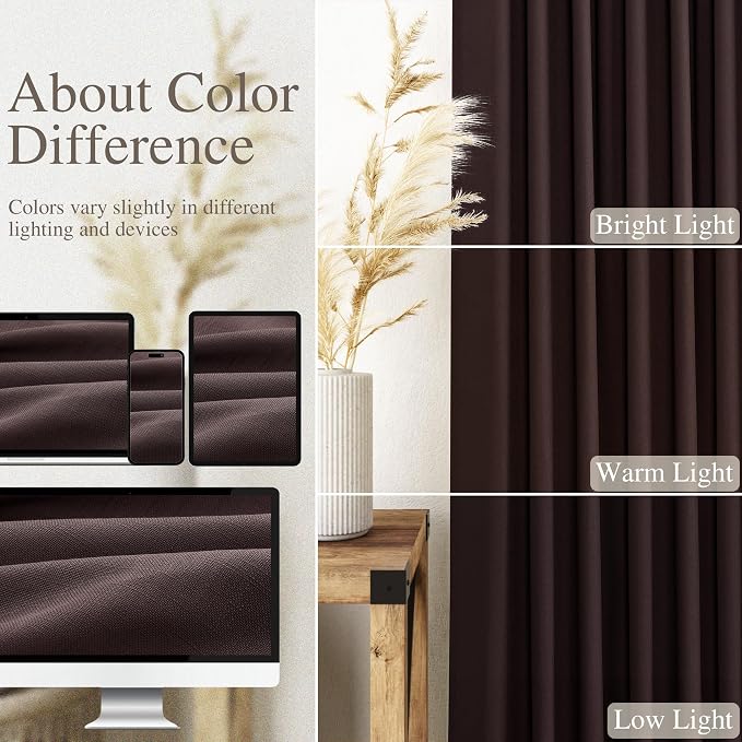 Coffee Brown Extra Long Linen Curtains 120 Inch