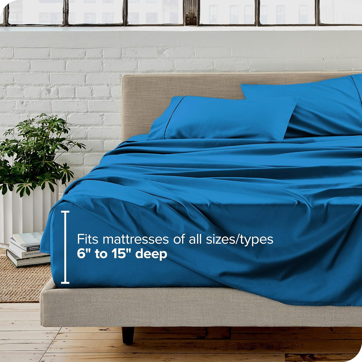 Bare Home King Sheet Set - Luxury 1800 Ultra-Soft Microfiber King Bed Sheets - Double Brushed - Deep Pockets - Easy Fit - 4 Piece Set - Bedding Sheets & Pillowcases (King, Medium Blue)