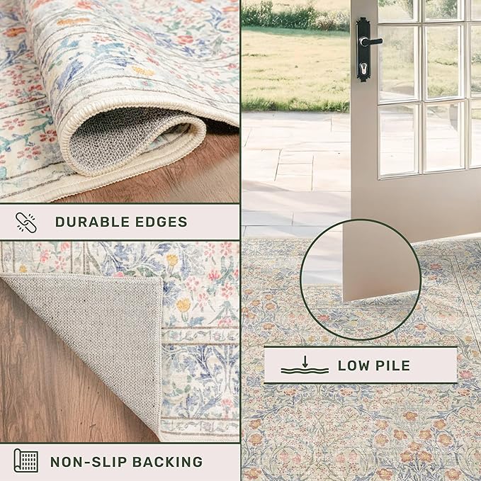 8x10 Washable Rug for Living Room