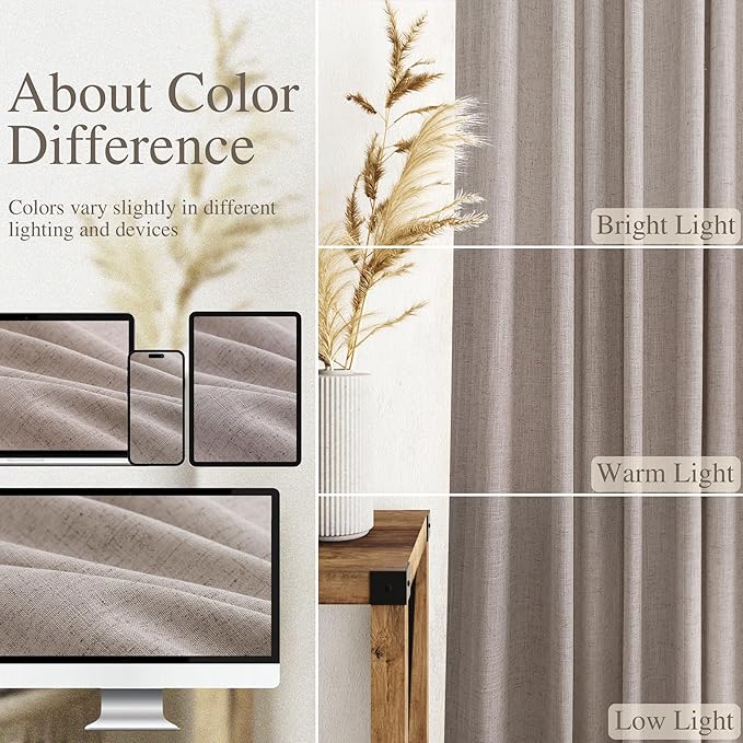 Brownish Grey Linen Curtains 63 Inches Long
