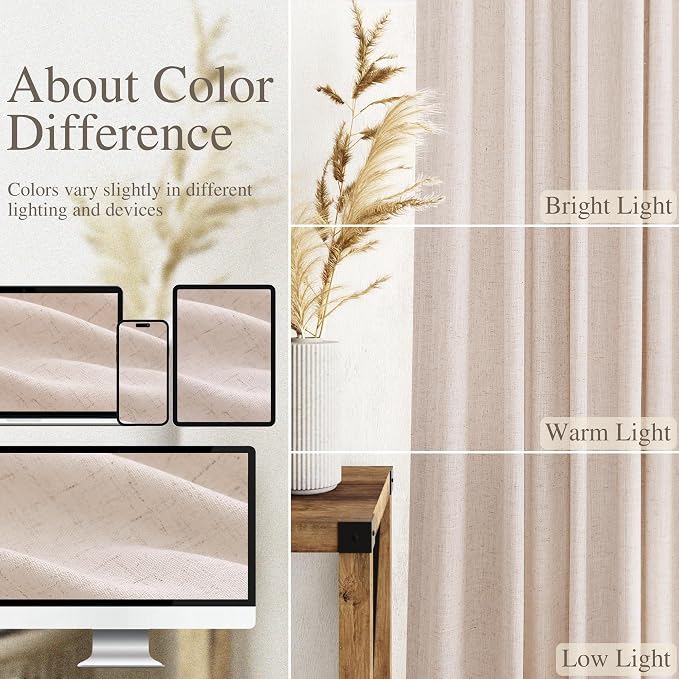 Natural White Linen Curtains 72 Inches Long