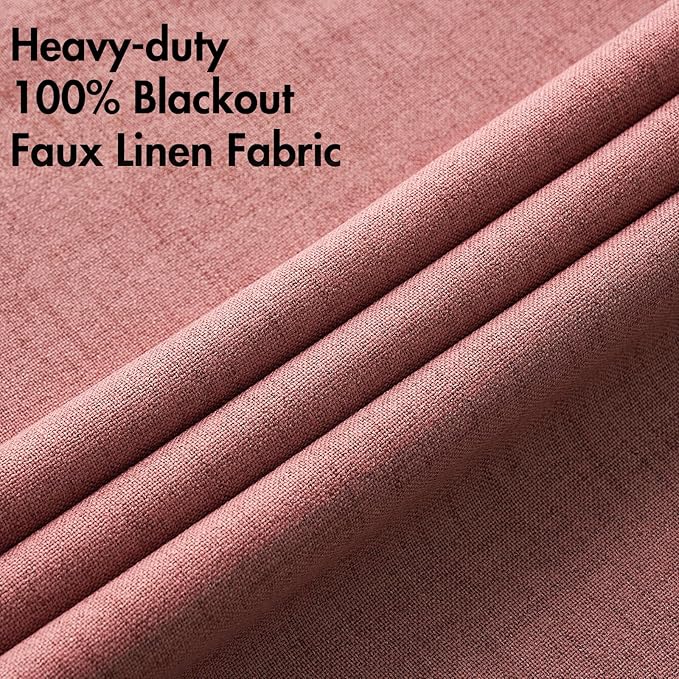 MIULEE 100% Blackout Linen Textured Curtains