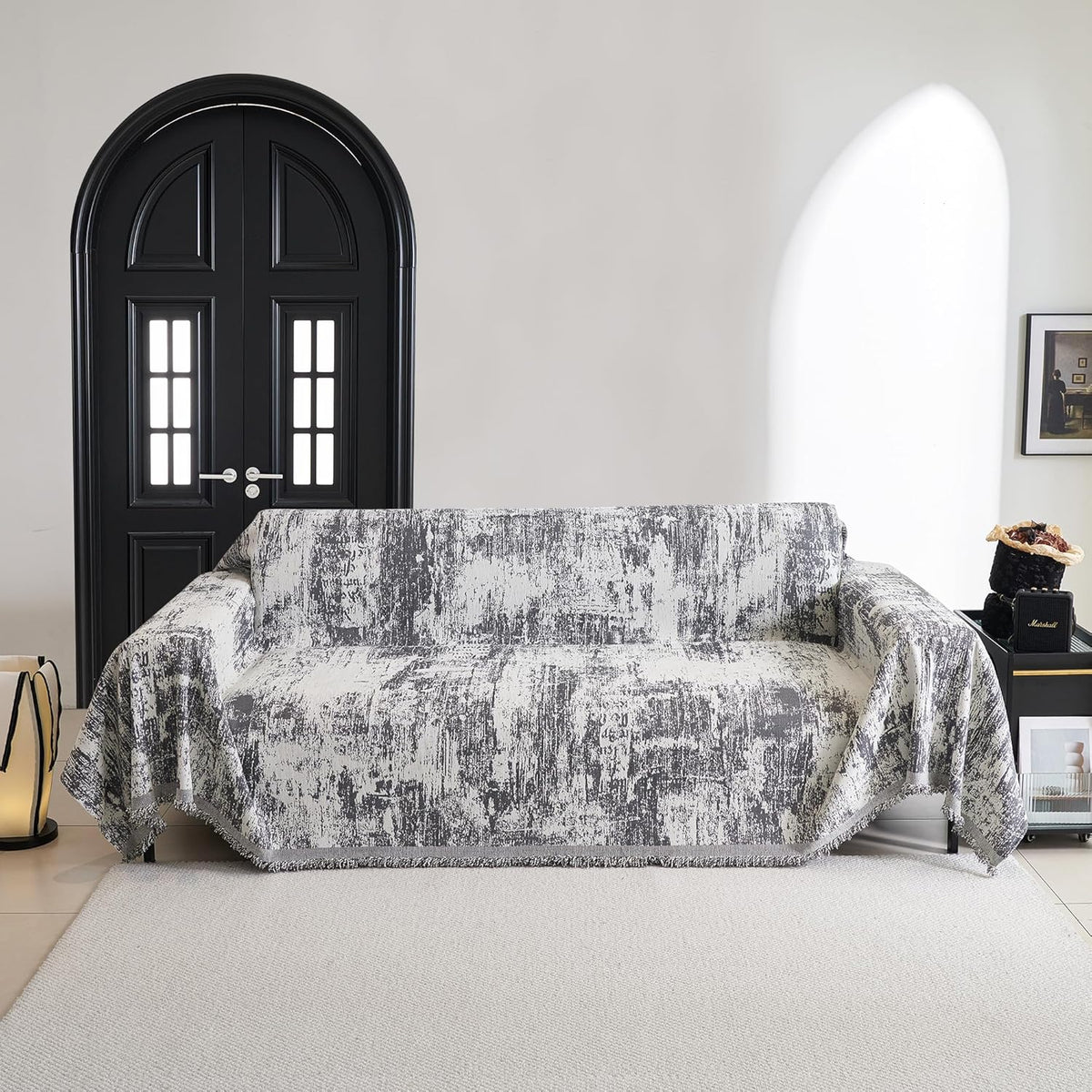 MYSKY HOME Couch Cover for Sectional Sofa Set Abstract Geometric Furniture Sofa Cover Washable for Dog Cat Pet Couch Cover 3 Seat Sofa Chenille Couch Protector Multi-Use Couch Cover Blanket, 71" X134"