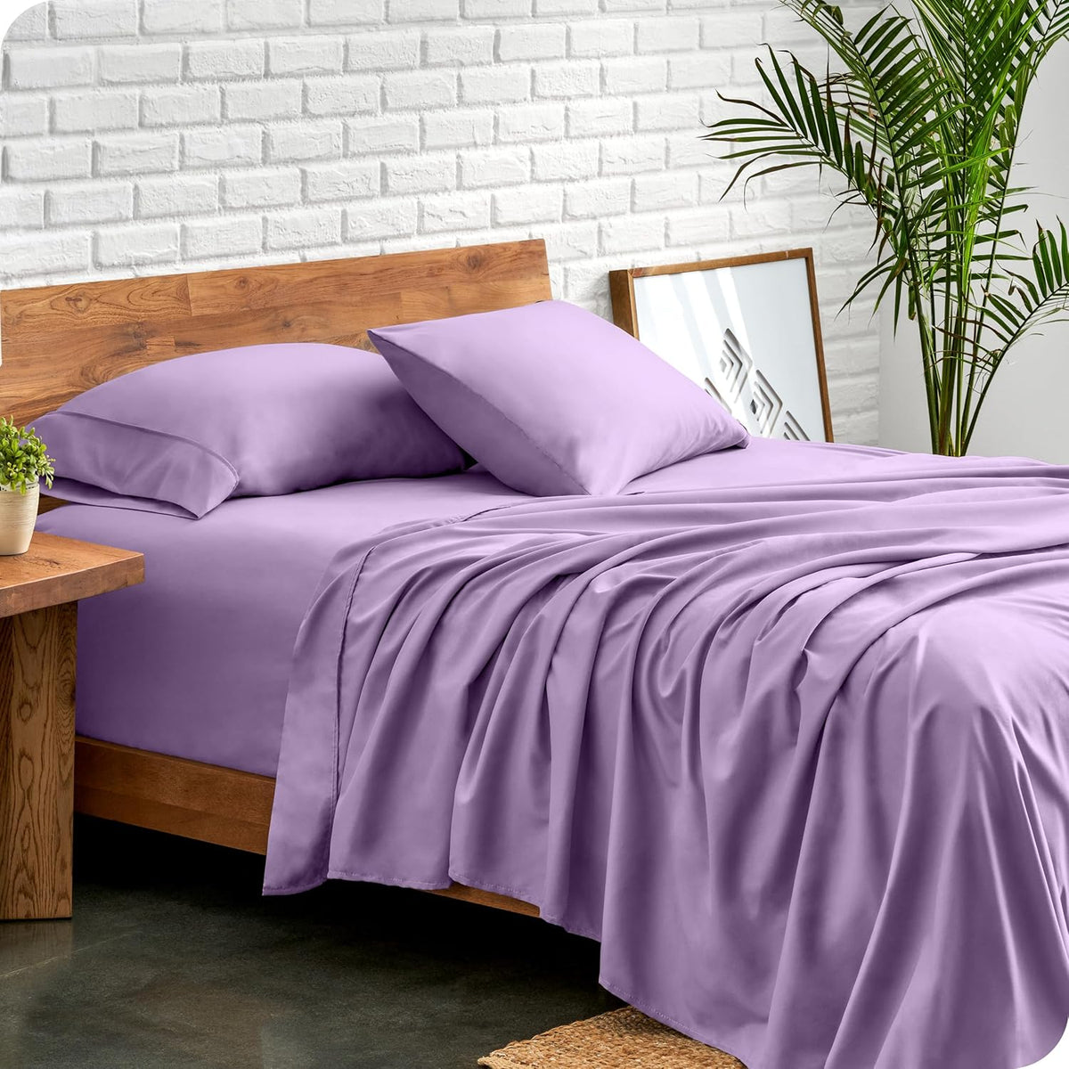 Bare Home Twin Sheet Set - 1800 Ultra-Soft Microfiber Twin Bed Sheets - Double Brushed - Deep Pockets - Easy Fit - Extra Soft - 3 Piece Set - Bedding Sheets & Pillowcases (Twin, Lavender)