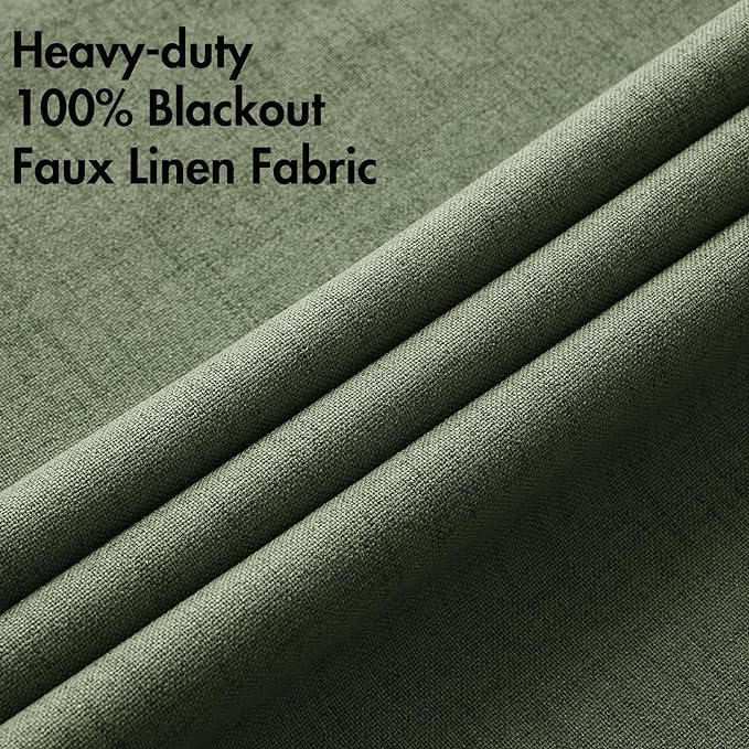 MIULEE 100% Blackout Linen Textured Curtains