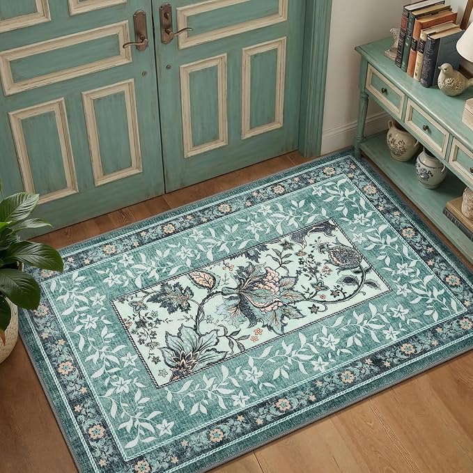 GarveeHome Teal 2x3 Door Mat Indoor Rugs