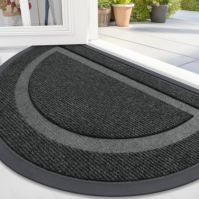 OLANLY Half Circle Door Mat Indoor Outdoor Entrance Welcome, Waterproof