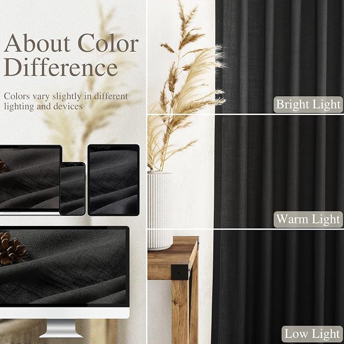 Nanspring Long Black Curtain 100 inches Long 2 Panels Set
