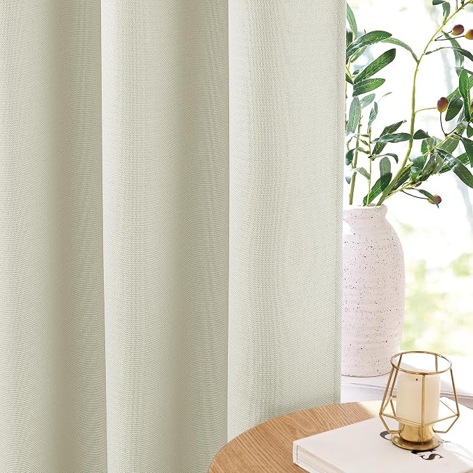 NICETOWN Faux Linen 100% Blackout Living Room Curtains 96 inches Long, W52 x L96