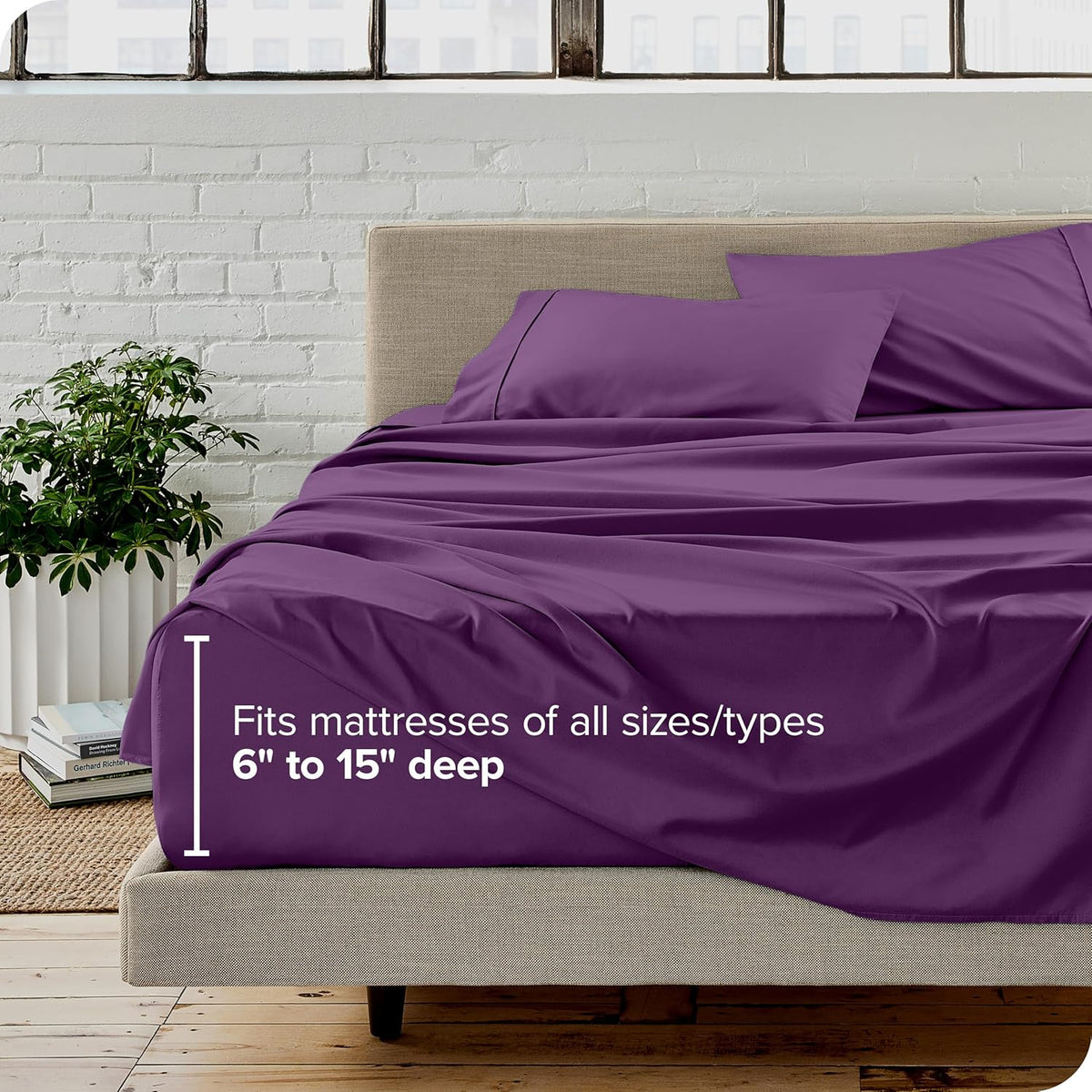 Bare Home Twin Sheet Set - 1800 Ultra-Soft Microfiber Twin Bed Sheets - Double Brushed - Deep Pockets - Easy Fit - Extra Soft - 3 Piece Set - Bedding Sheets & Pillowcases (Twin, Plum)