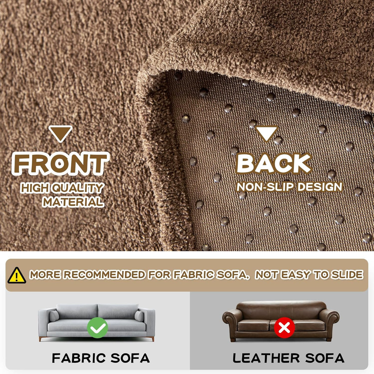 MYSKY HOME Sofa Covers Washable, Couch Covers for 3 Cushion Couch Sofa Pet Friendly Dog Couch Cover Furniture Protector Cover, Non Slip Sofa Cover, 71"x 150", Brown
