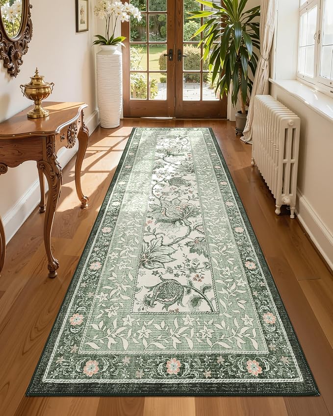 GarveeHome Sage Green 2x6 Washable Kitchen Runner Rugs Non Slip Provence