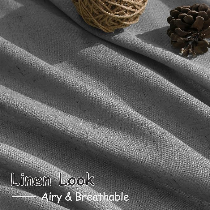 Nanspring Dark Grey Semi Sheer Curtains 72 Inches Long 2 Panels Set