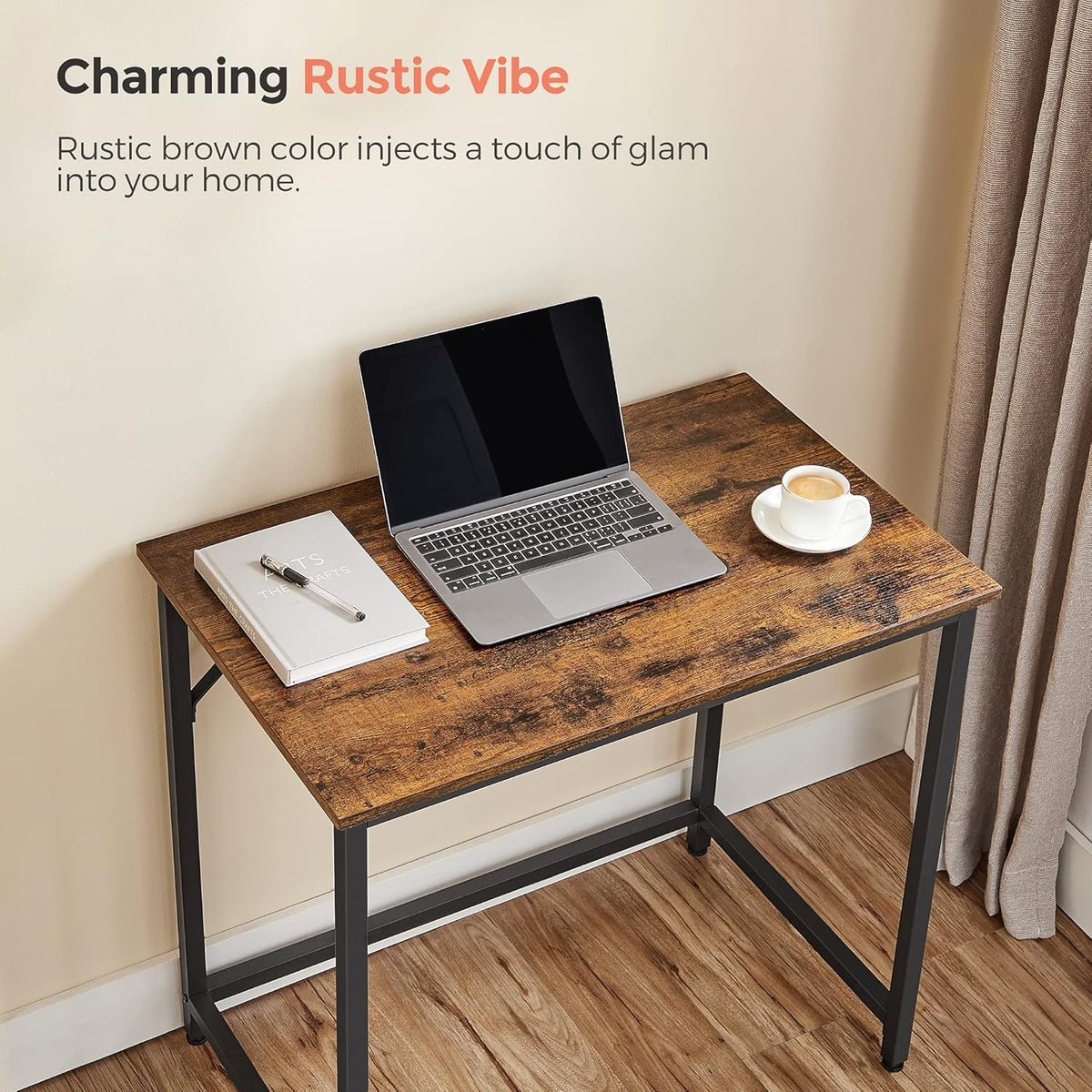 VASAGLE Computer Desk, Gaming Desk, Home Office Desk, for Small Spaces, 19.7 x 31.5 x 29.5 Inches, Industrial Style, Metal Frame, Rustic Brown and Black ULWD038B01
