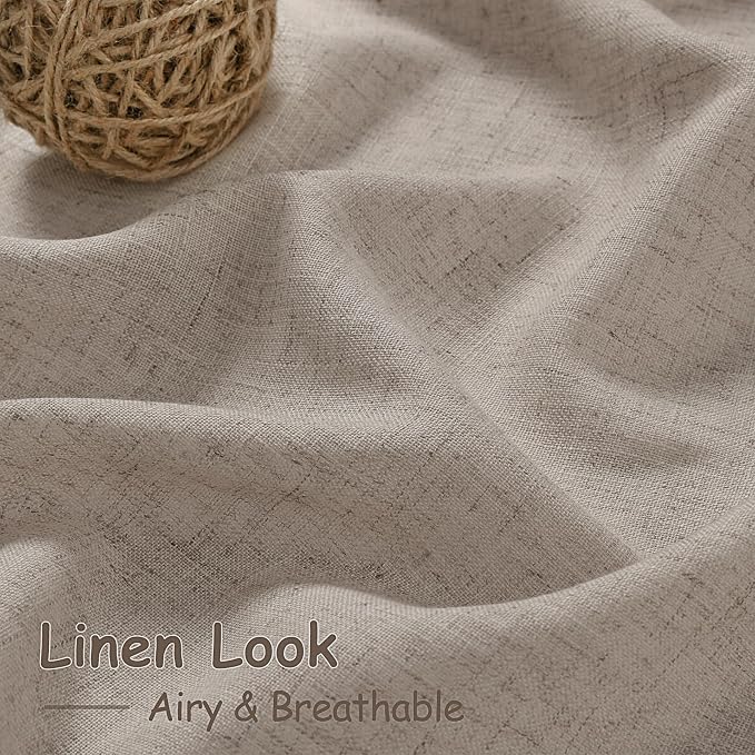 Nanspring Ecru Linen Curtains 84 Inches Long