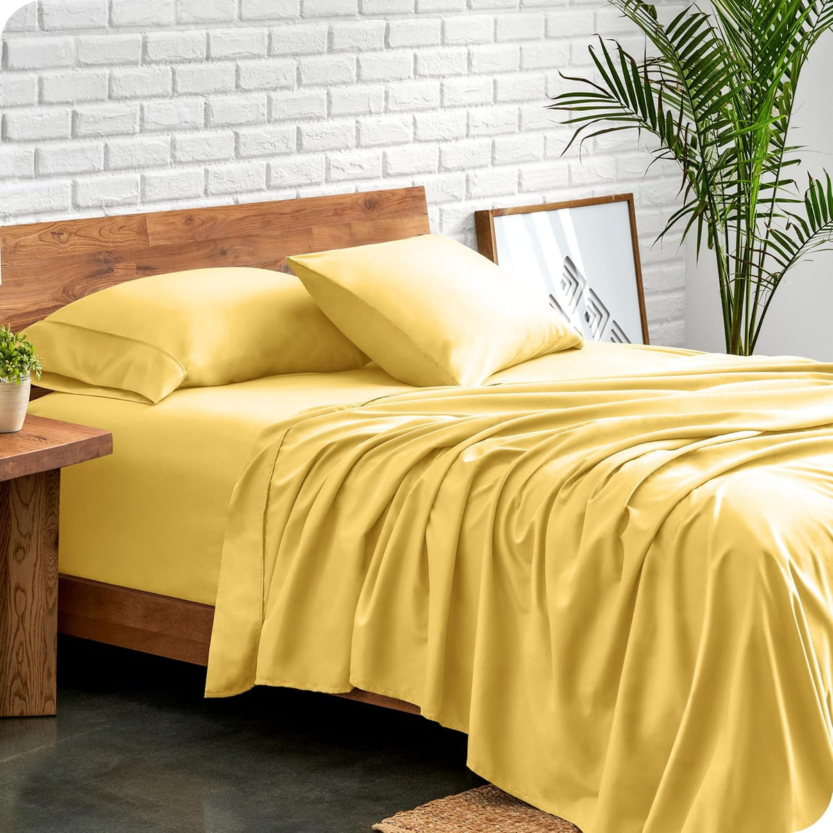 Bare Home Twin XL Sheet Set - College Dorm Size - Luxury 1800 Ultra-Soft Microfiber Twin Extra Long Bed Sheets - Deep Pockets - Easy Fit - Extra Soft - 3 Piece Set - Bed Sheets (Twin XL, Lemon Drop)
