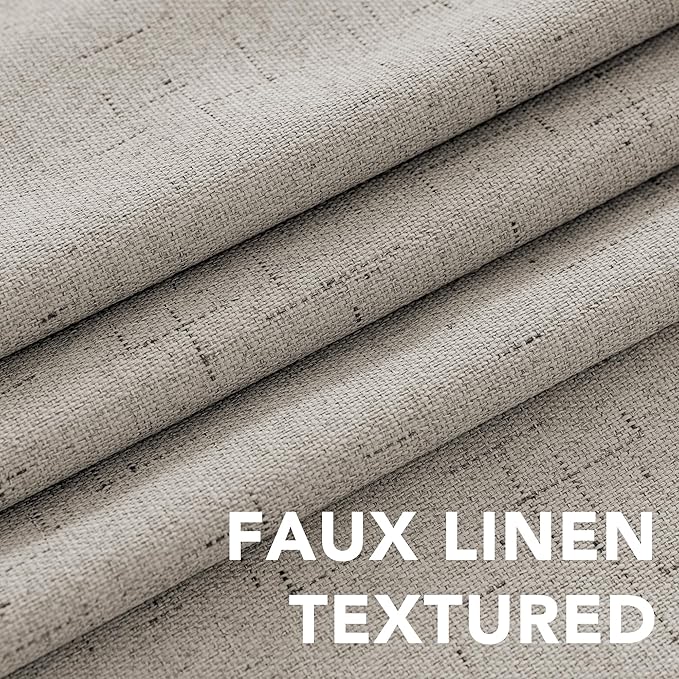 H.VERSAILTEX Primitive Linen Curtains 100% Blackout Curtain Drapes Burlap