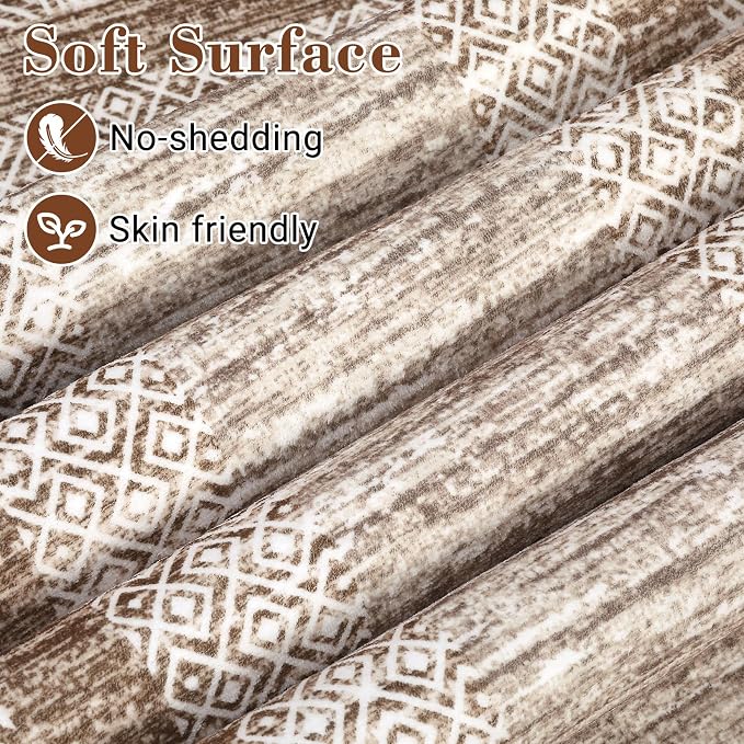 GarveeHome 9x12 Large Modern Brown Area Rug Distressed Bordered Rug Soft Non