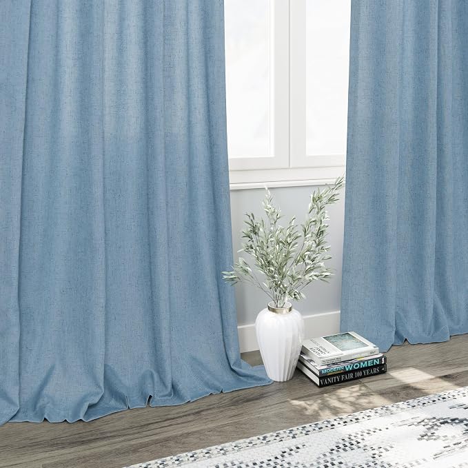 Nanspring Blue Extra Long Curtain 102 inches Long 2 Panels Set