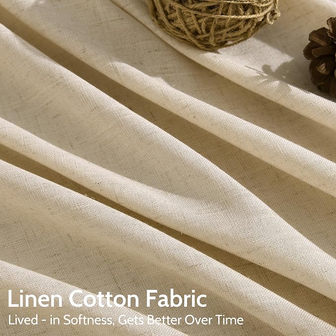 Nanspring Tan Linen Curtains 63 Inches Long