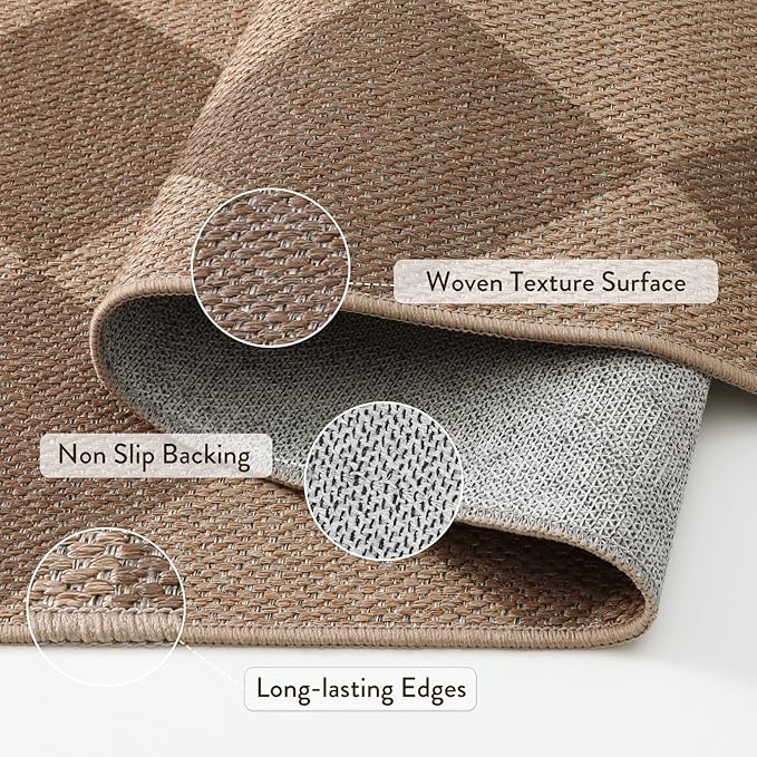 Lahome Colette Checkered Easy Jute 6x9 Rug, Large Rugs