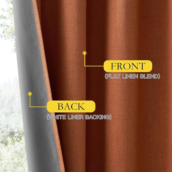 NICETOWN 100% Absolutely Blackout Linen Curtains