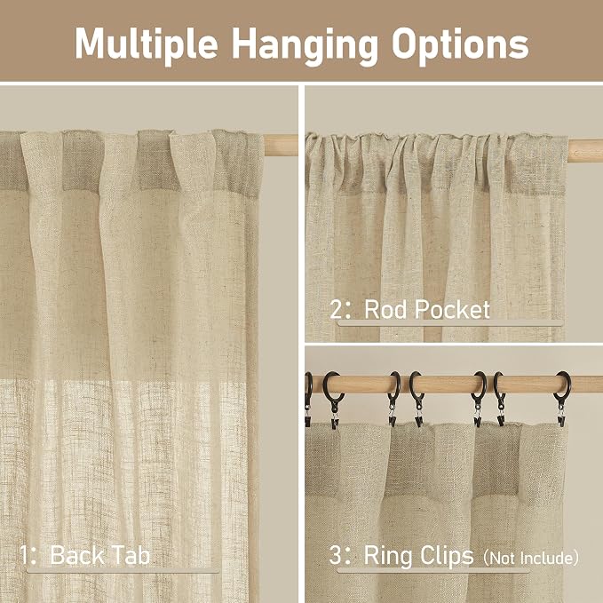LAMIT Linen Curtains 84 inch Length